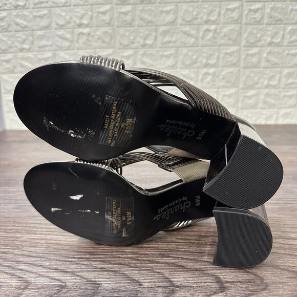 Charles by Charles David 'Razzle' Chunky Heel Slide Sandal Womens 6.5M Metallic - Picture 7 of 9